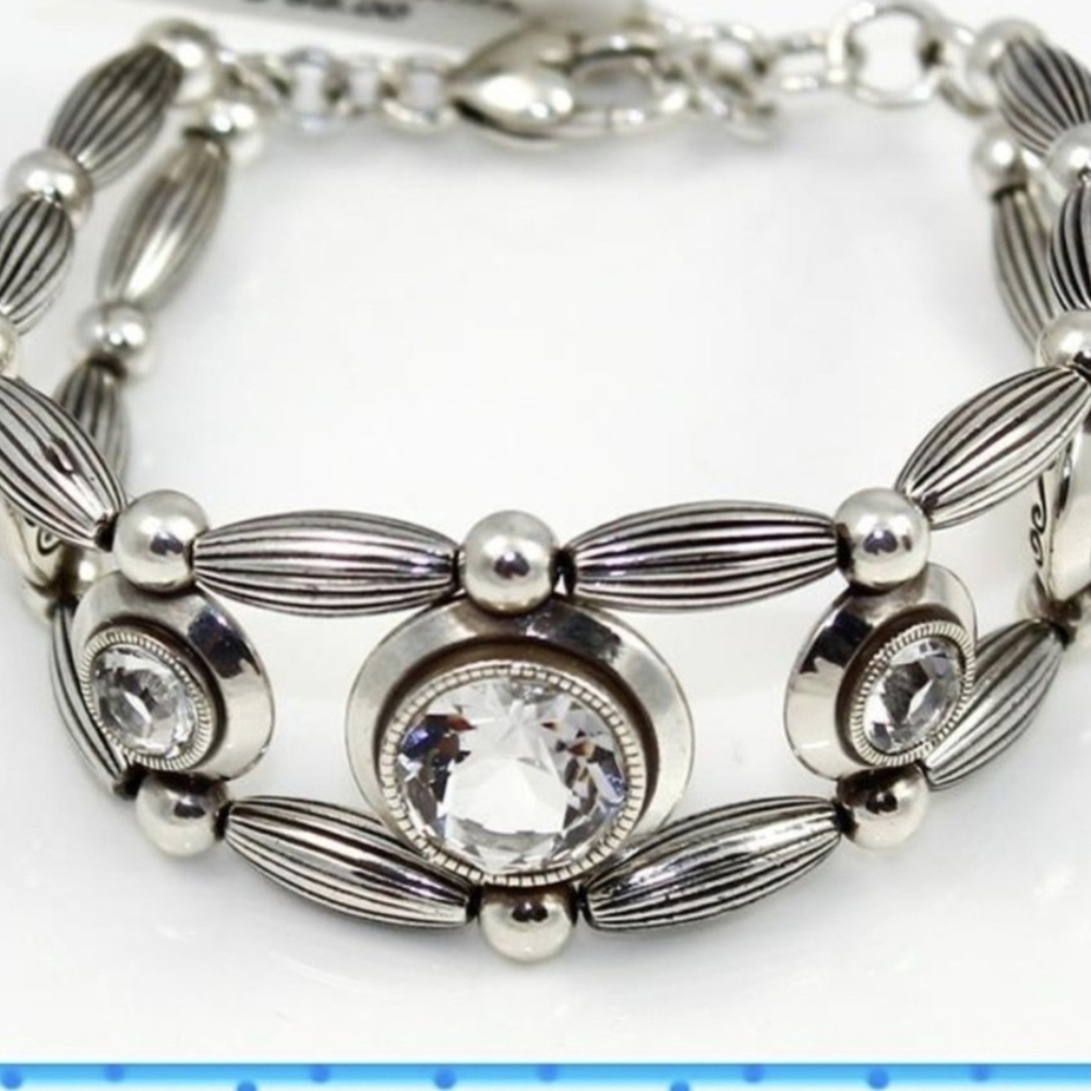 Brighton Silver Bracelet with Crystal Details Like New Gorgeous